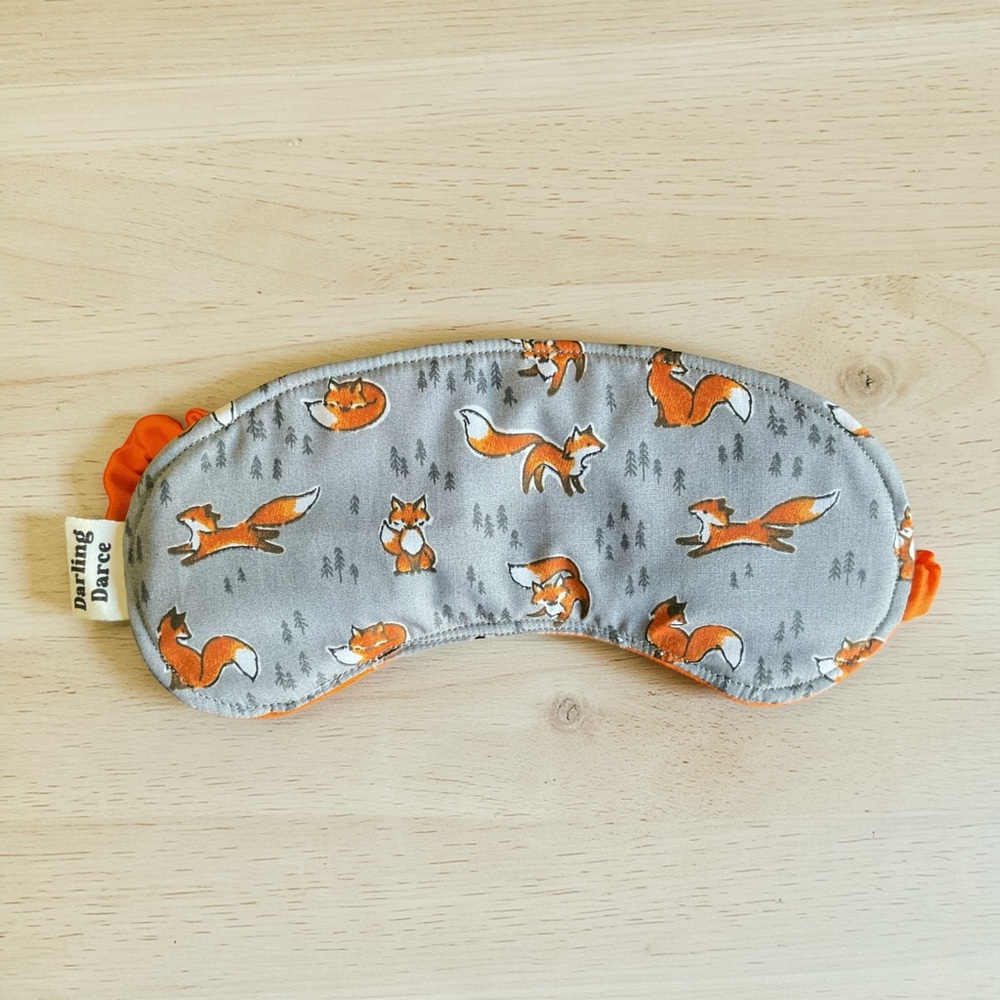 Fox Theme Kids Sleep Mask - Gray and Orange